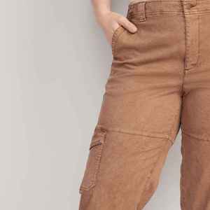 Pantalones de cuero de cintura alta para mujer con estilo de botón Casual frente plano de cintura alta de cuero de moda para mujer pantalones cargo para mujer - Product Image 2
