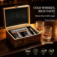 SHUNSTONE Verres à whisky rotatifs, ensemble de deux pièces, avec pierres à whisky, plateau en bois, kit de bienvenue pour employés