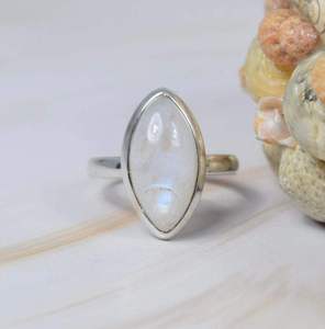 Anillo de declaración Unisex de Plata de Ley 925, piedra preciosa de piedra lunar Natural de corte clásico con ajuste de bisel de diamante para fiestas de boda - Product Image 4