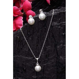 Ensemble de boucles d'oreilles pendantes classiques en argent sterling 92,5 avec perle et chaîne, bijoux élégants et raffinés, cadeau pour femmes et filles - Product Image 2