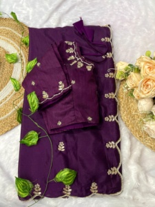 เสื้อผ้าพื้นเมืองมาใหม่เสื้อส่าหรีผ้าไหมแท้ผ้าชินันนุ่มพร้อมด้วย jhand khatli & jardosi แฟชั่นผู้หญิงต้องทำงาน - Product Image 5