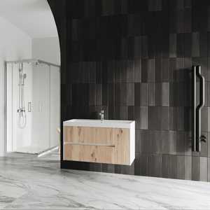 100cm Gold Oak Wall-Hung Bathroom <b>Cabinet</b> Without Mirror Bathroom Sets - Product Image 2
