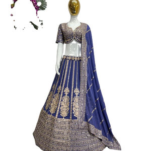 นักออกแบบล่าสุดงานลําดับเทียม Georgette หนัก Lehenga Choli โดย Fab Zone - Product Image 1
