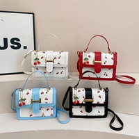 Bolsos de Mano de Diseño en Cuero para Mujer, Estilo Bandolera, con Detalle de Cereza, de Lujo, Bolso de Hombro