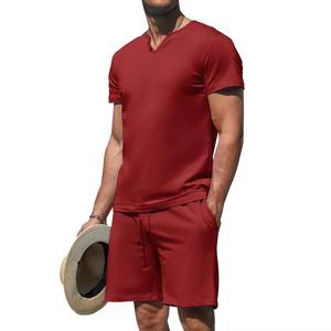 Ensemble deux pièces d'été léger à manches courtes pour hommes t-shirt et short confortable tenue de rue décontractée pour un usage quotidien - Product Image 1