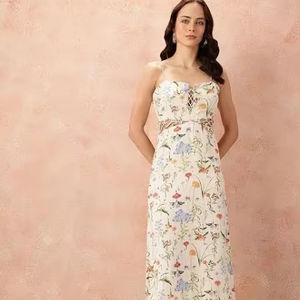 Robe de vacances d'été élégante pour femmes bloc de main imprimé fleuri tenue de fête décontractée cadeau de mariée personnalisé - Product Image 1