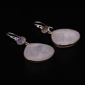 Pendientes de Plata de Ley 925 con Baño de Oro y Piedras Preciosas Blancas de Arcoíris para Mujer, Joyería para Bodas - Product Image 1
