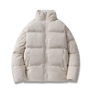 Veste matelassée d'hiver pour hommes personnalisée OEM Bulle lâche épaisse chaude imperméable en velours côtelé tricoté rembourré Jacect - Product Image 5