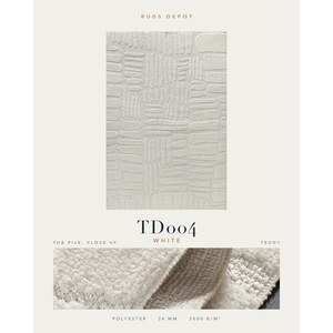 พรมโพลีเอสเตอร์ขายส่ง TEDDY TD004 สีขาว ผลิตด้วยเครื่องจักร พรมตุรกี สำหรับห้องนั่งเล่น โครงการโรงแรม - Product Image 2