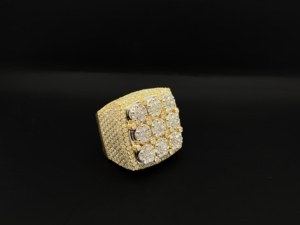 Anillo de declaración unisex de moissanita con incrustaciones de circonitas, estilo hip hop, con engaste de púas, chapado en plata, de lujo - Product Image 3