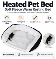 Coussin chauffant électrique pour animaux de compagnie en polaire, 12V, avec thermostat et protection contre la surchauffe, chauffe-animaux, coussin chauffant électrique pour animaux