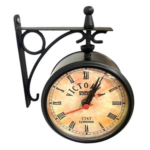 Đen Kết Thúc Victoria Trạm Hai Mặt Đường Sắt Đồng Hồ Chức Năng Đồng Hồ Treo Tường Tường Hai Mặt Đồng Hồ Cho Trang Trí Nội Thất - Product Image 4