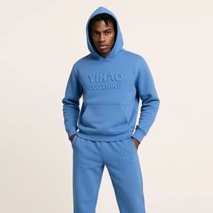 ชุดเสื้อมีฮู้ดและกางเกงผู้ชายทันสมัยสีทึบระบายอากาศได้ดี2ชิ้น - Product Image 6