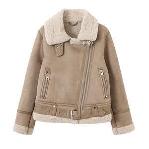 Design à la mode dame décontracté mode femmes sexy fourrure veste en cuir manteau d'hiver grand col de fourrure de renard vêtements d'extérieur chauds coupe élégante - Product Image 1