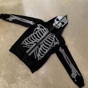 Sudadera con capucha y cremallera personalizada al por mayor Sudadera corta con estampado gráfico azul chaqueta con capucha de lana para hombre - Product Image 6