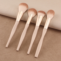 Ensemble de 10 pinceaux de maquillage à manche en bois nude, poils synthétiques doux en nylon, pour fond de teint, blush, fard à paupières, pinceaux cosmétiques, logo personnalisé