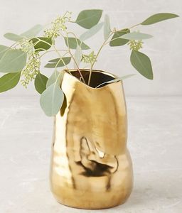 Florero de metal decorativo con acabado de latón antiguo para decoración del hogar, centro de mesa, arreglo floral o escritorio de oficina - Product Image 1