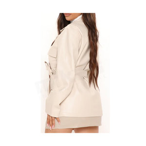 Chaqueta de cuero liso para mujer, nuevo diseño - Product Image 5