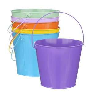 Seau en métal galvanisé couleur émail avec poignée en fil pour entrée de maison décor de jardin planteur seau multi-usages - Product Image 1