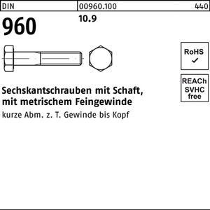 M 24 X 1.5 X 90 10.9 สกรูหัวหกเหลี่ยม DIN 960 ชุด 10 ชิ้น สกรูคุณภาพสูง - Product Image 1