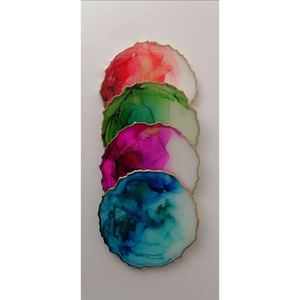 Epoxy Resin Coasters with Geode Designs and Vibrant Color Patterns Perfect for a Modern Theme While Keeping Your <b>Furniture</b> - Product Image 4