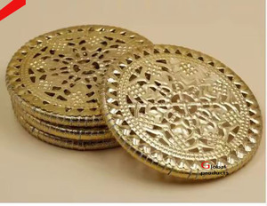 new designer <b>silver</b> finished metal stainless steel round shape <b>coaster</b> for home hotel restaurant - Product Image 3