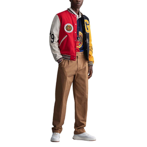 <b>Retro</b> Letterman <b>Jacket</b> for Men Street Fashion and Casual Wear Wool <b>Leather</b> Sleeve Varsity <b>Jacket</b> For Men - Product Image 4