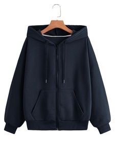 Sweats à capuche zippés élégants et confortables avec poche au design unique, logo personnalisé, épaules tombantes, surdimensionnés, pour hommes - Product Image 3