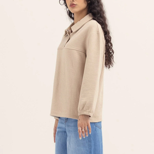 Moins cher femmes doux confortable mode porter des sweats personnalisés 100% coton haute qualité femmes sweats à col rond - Product Image 3