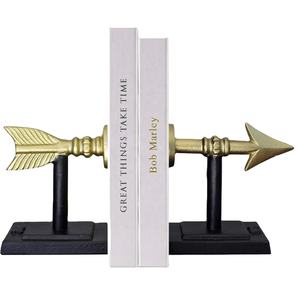 Sujetalibros grande personalizable de aleación de aluminio dorado, paquete de estantería estilo granja decorativa pesada con Material de Metal de logotipo único - Product Image 1