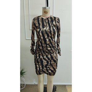 Robe courte en modal à manches longues pour femme, col cycliste, motif givré, 38450 - Motif imprimé - Product Image 5
