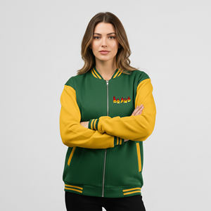 Veste de baseball matelassée sur mesure OEM/ODM grande taille style hip-hop en peau de mouton et coton avec logo brodé en chenille bicolore pour femme - Product Image 4