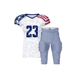 Conjunto de Uniforme de Fútbol Americano para Hombre, Negro con Estampado de Camuflaje y Bandera 23, Transpirable, Cuello en V, Manga Corta, Ropa Deportiva para Todas las Temporadas - Product Image 6