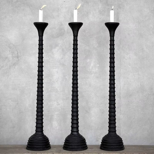 Bougeoirs minimalistes Base en pierre de qualité supérieure avec finition dorée, décor de salon et de salle de bain de luxe - Product Image 1