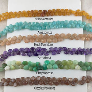 8 pouces de long en forme de coeur chrysoprase perles de pierres précieuses brin pierre semi-précieuse naturelle minuscule facettes coupe perles lâches brins - Product Image 2