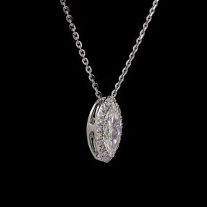 Collier Chic en or blanc 14 carats avec diamants de laboratoire Marquise 1.2 ct | Bijoux légers pour l'élégance quotidienne - Product Image 1