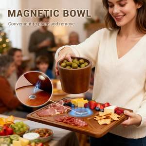 Wood <b>Cake</b> <b>Stand</b> <b>with</b> <b>Lid</b> Rectangular <b>Cake</b> Holder 2-in-1 Dessert Table Display Set & Charcuterie Board for Cheese <b>Cake</b> Fruit - Product Image 3