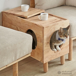 Table basse pour animaux de compagnie avec lit confortable pour chat, table d'appoint multifonctionnelle, compacte, élégante, meubles d'intérieur, exportation de Malaisie - Product Image 1