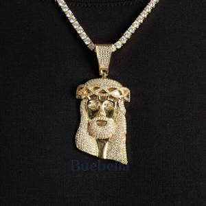 Venta de colgante de pieza pequeña de Jesús, joyería fina personalizada de moda en moissanita, colgante de plata 925 chapado en oro de 18K, precio asequible - Product Image 1