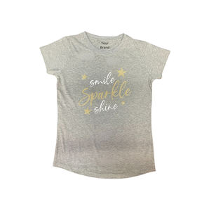 Camiseta informal para niñas, transpirable, cómoda, cuello redondo con logotipo personalizado, manga corta, Material de tela de algodón 100% a buen precio - Product Image 1