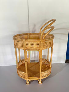 โต๊ะหวายสานมือพร้อมรถเข็นเคลื่อนที่ดีไซน์พิเศษสองชั้น - Product Image 2