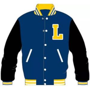 Chaqueta universitaria de cuero auténtico con letras de lana personalizada para hombre, chaqueta negra con logotipos bordados de colores personalizados, chaqueta universitaria - Product Image 1