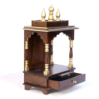 Templo Rústico de Madera |   Mandir Hecho a Mano para el Hogar |   Altar de Oración Hindú de Madera Maciza |   Decoración Espiritual para el Hogar, Sala de Estar KA835