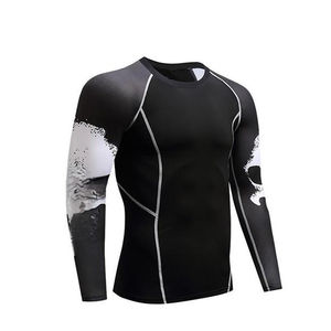 Rash Guard de qualité supérieure OEM pour hommes, imprimé par sublimation, en spandex, pour la salle de sport, le fitness, le surf, la plongée, chemises de compression - Product Image 3