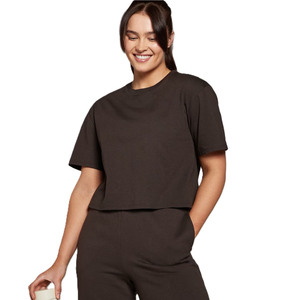 Top corto ajustado de algodón 100% de la mejor calidad para mujer, camisetas recortadas, diseños estampados, logotipo bordado para exteriores de verano, Primavera/Verano - Product Image 3