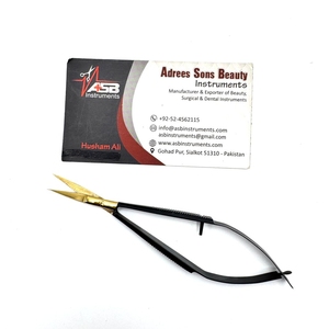 Tijeras para cutículas de belleza de acero inoxidable de oro negro, tijeras de microresorte rectas y curvas multiusos con punta de hoja afilada - Product Image 5