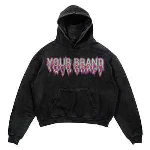 400GSM Graphic Pullover Hoodie Dtg Cropped Hoodie bordado personalizado Streetwear Boxy Puff Custom puff Print HOODIE 400gsm - Product Image 3