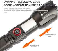 Lampe torche métal étanche zoom linterna magnétique USB-C rechargeable longue portée blanc Lazer lampe de poche LED puissante