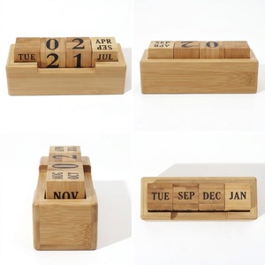 This handcrafted wooden desktop <b>calendar</b> is a reusable and eco-friendly office accessory - Product Image 6