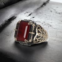 Azuris – bague pour hommes de haute qualité, style ottoman, en argent sterling 925, avec pierre noire naturelle, Turquie, VALKH1741